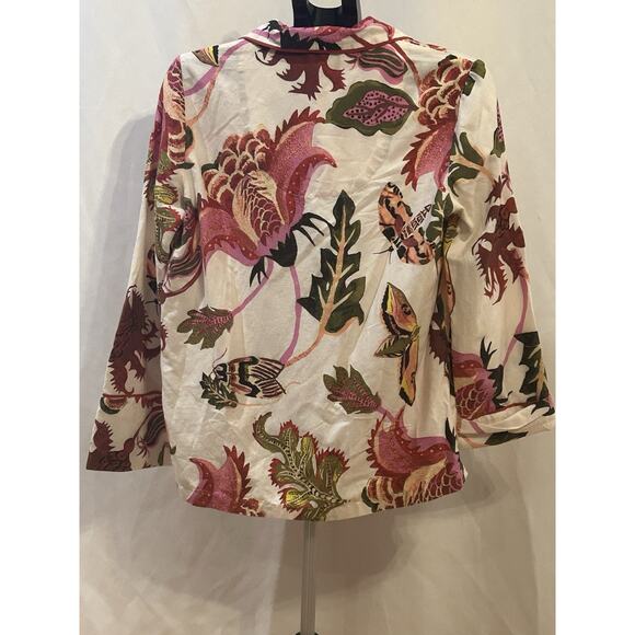 Raphael Balme Anthropologie Women's Floral Button Up Pajama Shirt size S - Picture 2 of 3